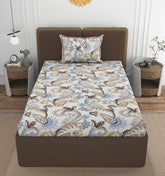 Elastic Fitted Bedsheets Single Bed With 1 Pillow Cover - Size 36 X 72 X 10 Inches, Cream | 100% Premium Fabric Is Lightweight, Soft & Comfortable