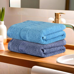 Kuber Industries Cotton Hand/Face Towels 400 Gsm | Easily Washable Workout Gym Napkins For Men (Dark & Sky Blue) - Pack Of 2