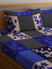 1 Double Bedsheet With 2 Pillow Covers - 85 X 86 Inches, Blue | Long-Lasting Color Comfortable Fabric Bedsheet
