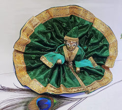 Laddu Gopal Idol, Bal Gopal, Thakur Ji Petal Murti With Dress, Golden, Brass Idol - Medium Size No.4, Kanha Ji Murti - 4 Inch, Janmashtami Special For Home Temple, Made Of Brass, God Idol