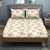 King Size 1 Double Bedsheet With 2 Pillow Covers - Size 108 X 108 Inches, Multicolor | Soft Feel Wrinkle Resistance | Durability & Comfort, Breathable