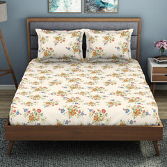 King Size 1 Double Bedsheet With 2 Pillow Covers - Size 108 X 108 Inches, Multicolor | Soft Feel Wrinkle Resistance | Durability & Comfort, Breathable