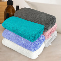 Heelium Bamboo Face Towel 1 Kg | Ultra Absorbent & Odour-Free 3x Softer Than Cotton Towels | Pack Of 6 -Light Grey, Grey, Teal, White, Iris & Peach