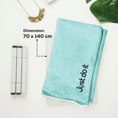 Housse Premium Soft Microfiber Embroidery Bath Towel 350 Gsm | Soft Absorbent Quick-Drying Sweat Towel (Just Do It - Fluroescent)