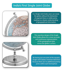 Prime Single Joint Globe, Dia 25 Cm (10 Inch) Height 33 Cm (13.2 Inch) With Metal Arc & Base | Educational & Decorative Globe, Pack of 1
