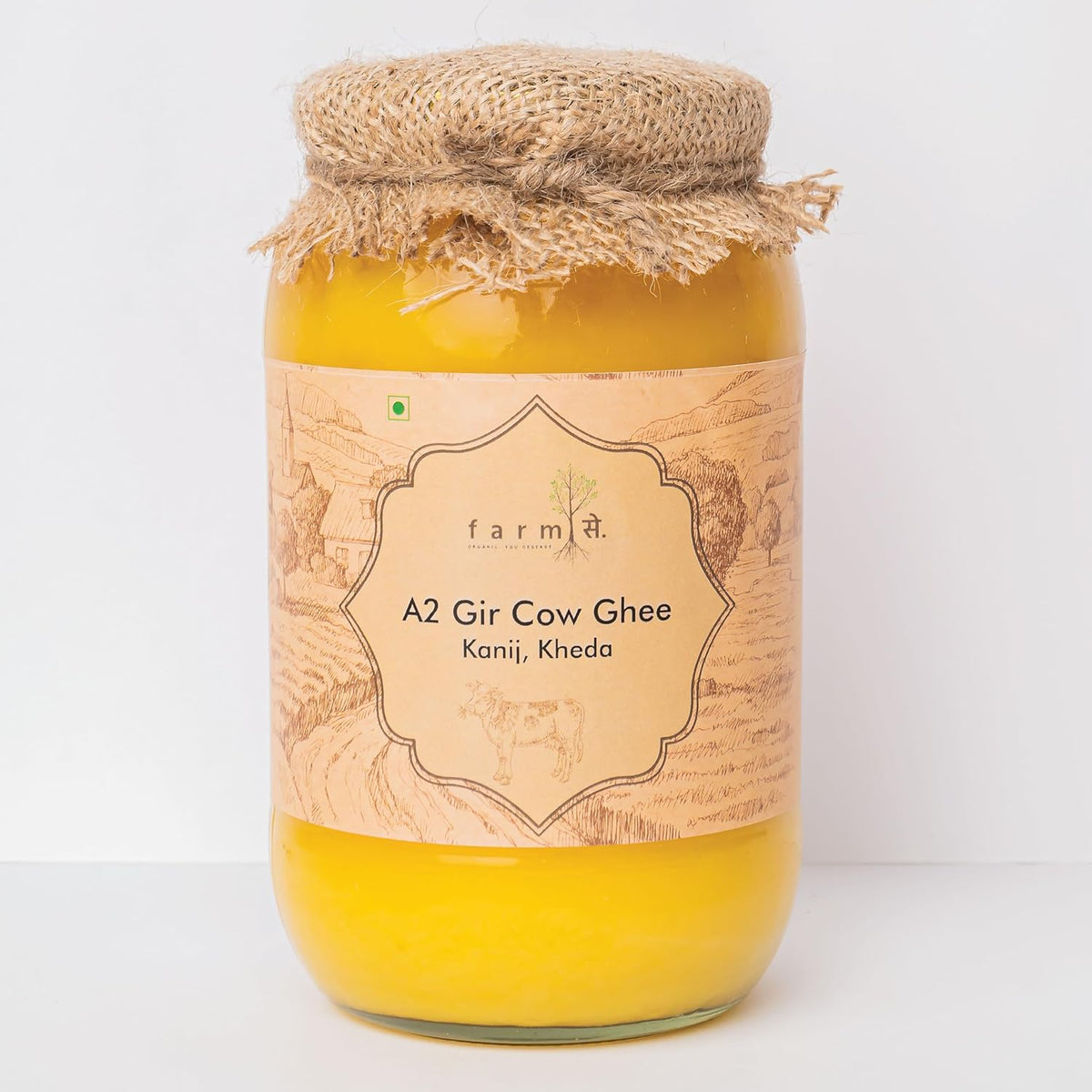 100% Natural A2 Gir Desi Cow (Kanij Kheda) Ghee By Farm ??. | Good Source Of Energy & Protein Fiber Healthy Desi Cow Ghee | (1 Litre) 33.8 Ounce | Jar Pack