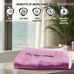 Housse Premium Soft Microfiber Embroidery Bath Towel 350 Gsm | Soft Absorbent Quick-Drying Sweat Towel (Magenta)
