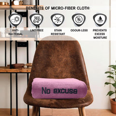 Housse Premium Soft Microfiber Embroidery Bath Towel 350 Gsm | Soft Absorbent Quick-Drying Sweat Towel (No Excuse - Magenta)