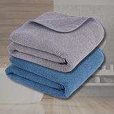 Fezora Microfiber Contler Bath Towels 700 Gsm | Large Size Bath Towel Soft & Absorbent Bath Towel For Men & Women (Grey & Dark Blue)- Pack Of 2