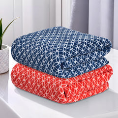 Heart Home Microfibre Bath Towel 800 Gsm | Quick Dry Absorbent Gym Sweat Workout & Shower Body Towel - Red & Blue (2 Pcs)