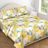 Super King Size Bedsheets With 2 King Size Pillow Covers | 108 x 108 Inches, Cream & Yellow - Premium Super Soft Cotton Bedsheet Luxury Soft Sheets 3 Pcs