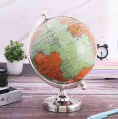 Light Green Earth Globe For Desk & Office Decor 6 Inch Classy Desktop World Rotating Globe With Silver Stand (Not Plastic) Perfect For Bookshelf & Table, Pack Of 1