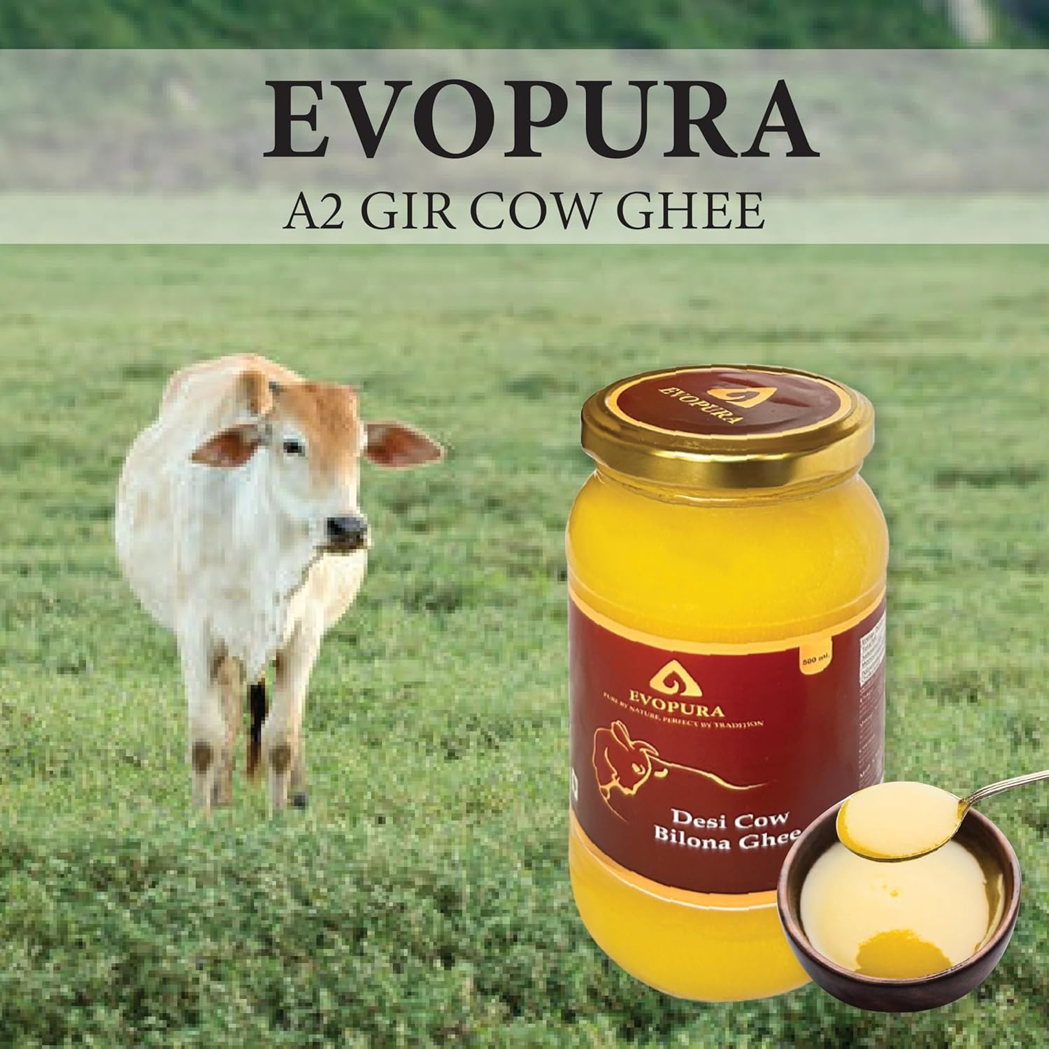 100% Natural Desi Cow Ghee By Evopura | Indian Traditional Bilona A2 Desi Cow Ghee Perfect For Frying & Baking | (100ml) 3.3 Ounce | Jar Pack 100% Natural Desi Cow Ghee By Evopura | Indian Traditional Bilona A2 Desi Cow Ghee Perfect For Frying & Baking | (100ml) 3.3 Ounce | Jar Pack