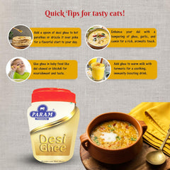 100% Pure Desi Ghee By Param Premium | Naturally Desi Ghee With Rich Aroma For Perfect For Dishes | (1 Litre) 33.8 Ounce | Jar Pack