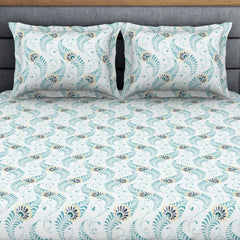 King Size 1 Double Bedsheet With 2 Pillow Covers - Size 108 X 108 Inches, Light Blue | Soft Feel Wrinkle Resistance | Durability & Comfort, Breathable