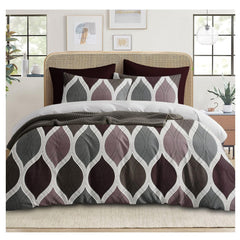 Double Bed King Size Bedsheet 90 X 100 Inches, Brown & Grey With 2 Pillow Covers | Soft, Breathable & Durable | Wrinkle Resistant
