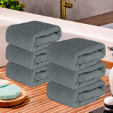 Kuber Industries Super Absorbent & Reusable Microfibre Face Towel 900 Gsm (Plain Ash Grey) - Pack Of 6