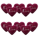 Heart Shape Pillow, Soft Cushion Pillow For Car & Room Decoration, Love Print - Cherry Red - 12 Inches | Decorative Plushie Cushions For Sofa & Bed | Head Rest, Multipurpose Use - Set Of 10
