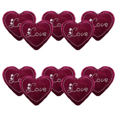Heart Shape Pillow, Soft Cushion Pillow For Car & Room Decoration, Love Print - Cherry Red - 12 Inches | Decorative Plushie Cushions For Sofa & Bed | Head Rest, Multipurpose Use - Set Of 10