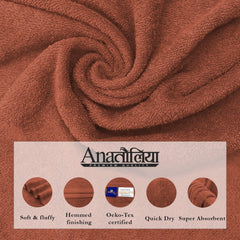 Sassoon Anatolia Bath + Hand & Face Towel 900 Gsm (Rust) - Pack Of 3