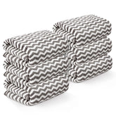 Heart Home Microfiber Soft Face Towels 1300 Gsm | Quick Dry & Absorbent Hanging Hand Towels Zig Zag - Grey (Pack Of 6)