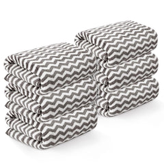 Heart Home Microfiber Soft Face Towels 1300 Gsm | Quick Dry & Absorbent Hanging Hand Towels Zig Zag - Grey (Pack Of 6)