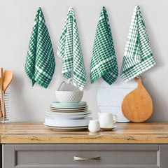 Furnofy Kitchen Cleaning Towel 340 Gsm | Soft & Absorbent Hand Towel For Kitchen Cleaning & Quick Drying Of Plates & Glasses (Green)- Set Of 4