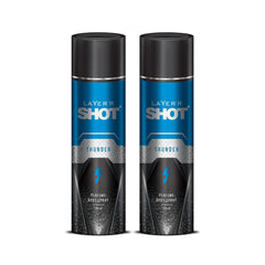 Layer'r Shot Thunder 120ml 4 Fl.oz. Each Combo Of 2 | Long Lasting Perfume Body Spray | Ideal For Men