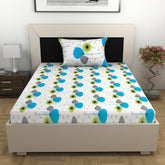 1 Single Bedsheet With 1 Pillow Cover - 57 X 87 Inches, White & Grey | Skin Friendly Fabric For Everyday Use - Soft, Breathable & Comfortable Sleeping