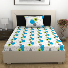 1 Single Bedsheet With 1 Pillow Cover - 57 X 87 Inches, White & Grey | Skin Friendly Fabric For Everyday Use - Soft, Breathable & Comfortable Sleeping