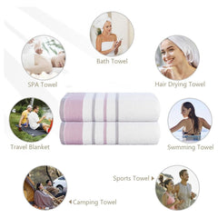 Casa Copenhagen Designed In Denmark White Bay Super Soft 2 Pieces 100% Cotton Large Bath Towel 525 Gsm - Lavender/Light Grey