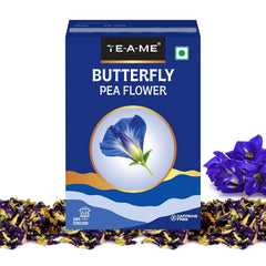 TE-A-ME Butterfly Pea Flower Tea - 40gm, 1.4 Ounce | Ayurvedic Shankhpushpi Flower - Helps Relieve Stress | Caffeine Free, Biodegradable
