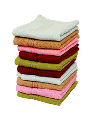 Space Fly Soft Cotton Face Towel 1500 Gsm | Absorbent Washcloths & Handkerchief Set For Home, Gym & Baby Care (Multicolor) - Set Of 10