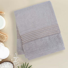 Micro Cotton Remy Basel Luxury Terry Cotton Bath Towel 550 Gsm | Super Comfortable 100% Long Staple Cotton Bath Towel (Silver Grey)