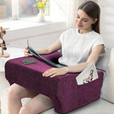 Lap Desk Pillow, Portable Computer Table & Laptop Lap Desk For Sofa, Bed, Purple Color | Ergonomic Gaming Desk Table With Arm Rest | Work Desk Accessories For Reading, Washable Cover