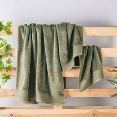Spread Spain 1 Bath & 2 Hand Towels 900 Gsm | Highly Absorbent & Soft Modern Decor Design Towel Sets (Green)