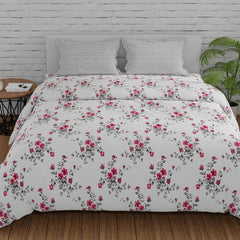 Super King Size Bedsheets 108 X 108 Inches With 2 Pillow Covers, Light Coral & Grey | Premium Super Soft Super Cotton Bedsheet