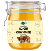 100% Pure A2 Gir (Ahinsak) Cow Ghee By Healthy Roots | Natural & Healthy Gir Cow Cultured Desi Ghee For Cooking | (500ml) 16.9 Ounce | Jar Pack