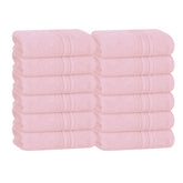 Boutiquo Ultra Soft 100% Cotton Washcloths 1800 Gsm | Contains Face Cloths Compact & Lightweight Multi Purpose Washcloths - Pink (12 Piece)
