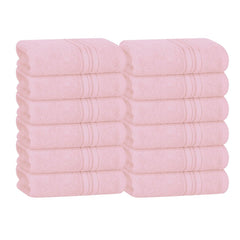 Boutiquo Ultra Soft 100% Cotton Washcloths 1800 Gsm | Contains Face Cloths Compact & Lightweight Multi Purpose Washcloths - Pink (12 Piece)