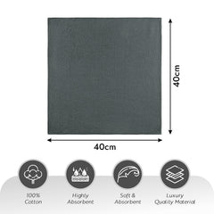 Kuber Industries Super Absorbent & Reusable Microfibre Face Towel 1800 Gsm (Plain Ash Grey) - Pack Of 24