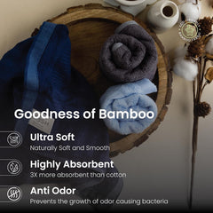 Mush 100% Bamboo Face Towel 500 Gsm | Ultra Soft, Absorbent, & Quick Dry Towels For Facewash, Gym, Travel | Pack Of 3 (Navy Blue)