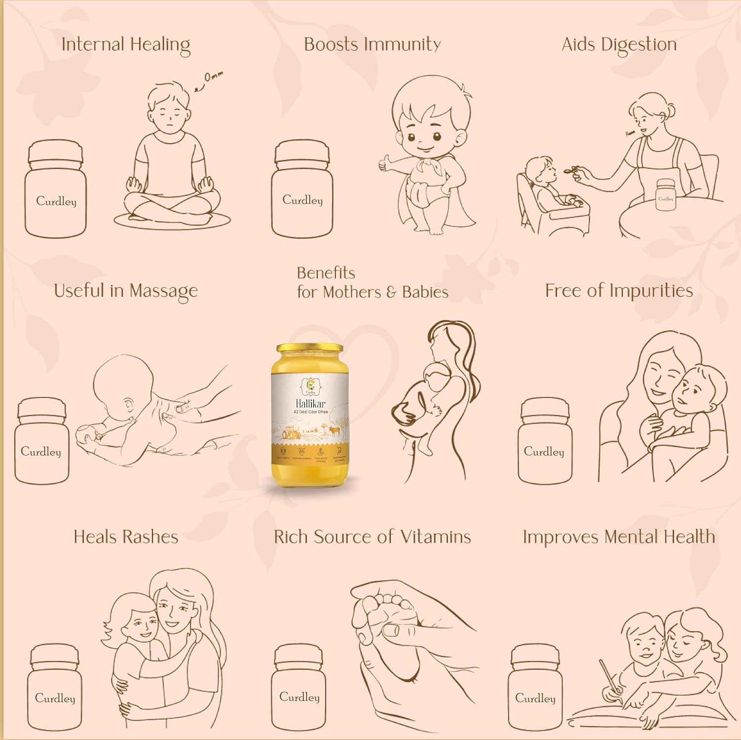 Organic Natural A2 Desi Hallikar Cow Ghee By Curdley | Great Source Of Energy Healthy & Nutrients Desi Cow Ghee For Weight Managements | (1 Litr) 33.8 Ounce Jar Pack Organic Natural A2 Desi Hallikar Cow Ghee By Curdley | Great Source Of Energy Healthy & Nutrients Desi Cow Ghee For Weight Managements | (1 Litr) 33.8 Ounce Jar Pack