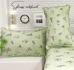 Super King Size Bedsheets With 2 Large Pillow Covers - 108 X 108 Inches, Light Green | Luxury Soft Brushed Glace Cotton - Long Lasting & Wrinkle Free | 3 Pcs Set