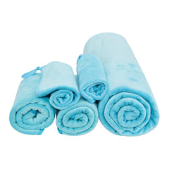 Black Gold The Finer Touch Microfiber 1 Bath Towel, 2 Hand Towels & 2 Washcloth (Green Blue) - Set Of 5