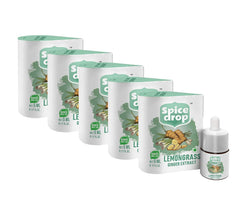 Spice Drop Lemongrass Ginger Extract Tea - 900 Cups, Pack Of 5 X 5ml, 0.1 Fl.Oz. Each | Contains Lemongrass & Ginger - Chai Masala Drops | No Preservatives, Gluten Friendly, Keto Friendly, Non-GMO