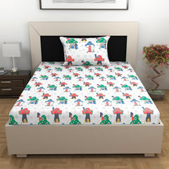 1 Single Bedsheet With 1 Pillow Cover - 57 X 87 Inches, Multicolor | Skin Friendly Fabric For Everyday Use - Soft, Breathable & Comfortable Sleeping
