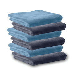 Housse Microfiber Hand Towel 1200 Gsm | Premium Quality Towels Ultra Absorbent & Anti-Bacterial For Gym (Steel Grey & Indian Teal) - Pack Of 6