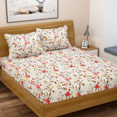 280 TC Elastic Fitted Bedsheet Queen Size 60 X 78 + 10 Inches, Multicolor With 2 Pillow Covers | Bedsheet Long Lasting & Soft To Touch - Soft & Comfortable Bed Sheets