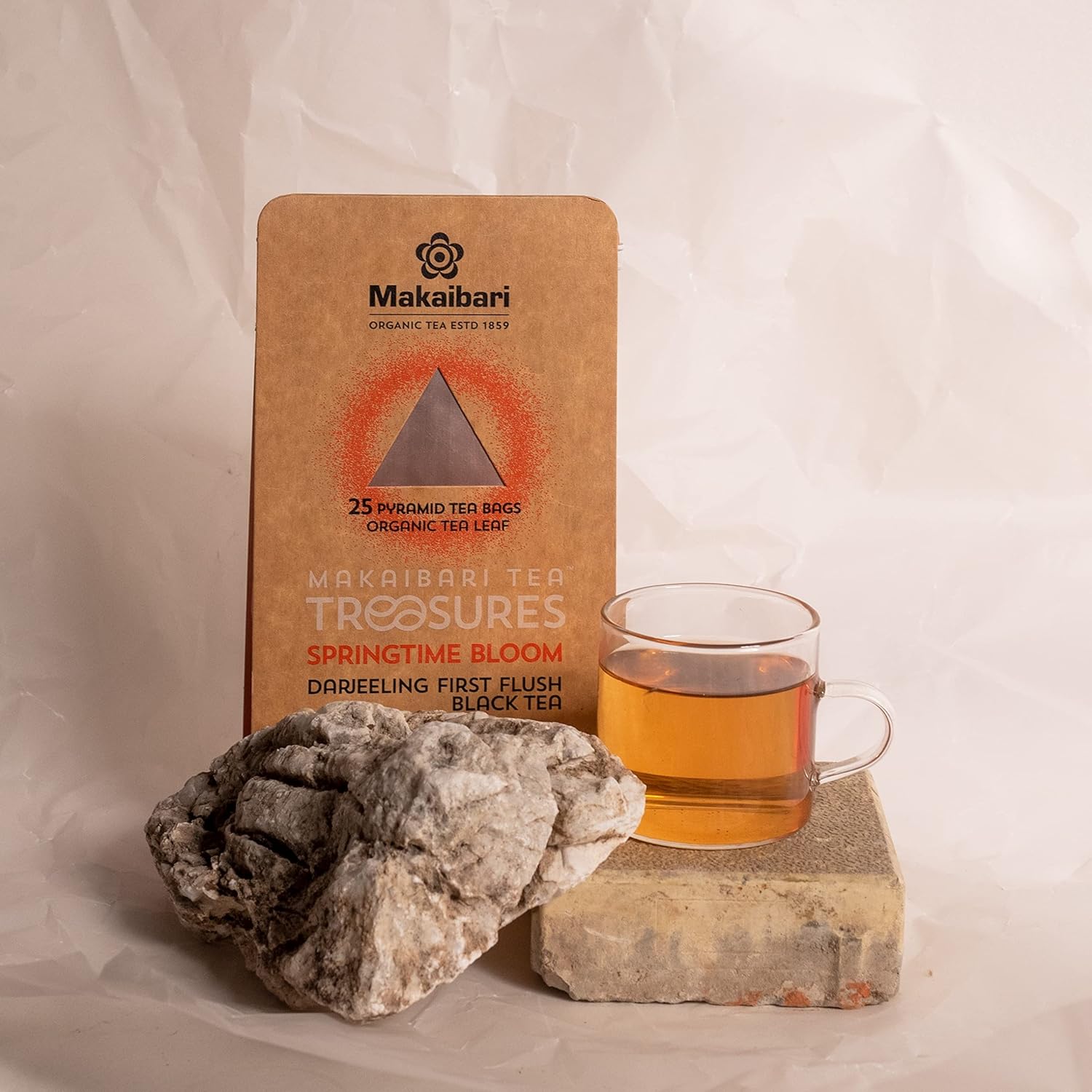 Makaibari Tea Treasures Spring Time Bloom First Flush Black Tea - 50gm, 1.7 Ounce, 25 Pyramid Tea Bags | Darjeeling Loose Leaf Black Tea - USDA Organic Certified Tea | Low Caffeine Makaibari Tea Treasures Spring Time Bloom First Flush Black Tea - 50gm, 1.7 Ounce, 25 Pyramid Tea Bags | Darjeeling Loose Leaf Black Tea - USDA Organic Certified Tea | Low Caffeine